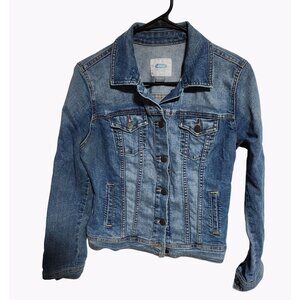 Old Navy Jean Jacket Womens Size Small Medium Wash Denim Long Sleeve Coat
